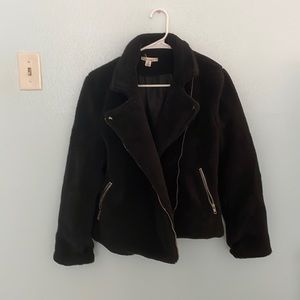 Black faux fur jacket
